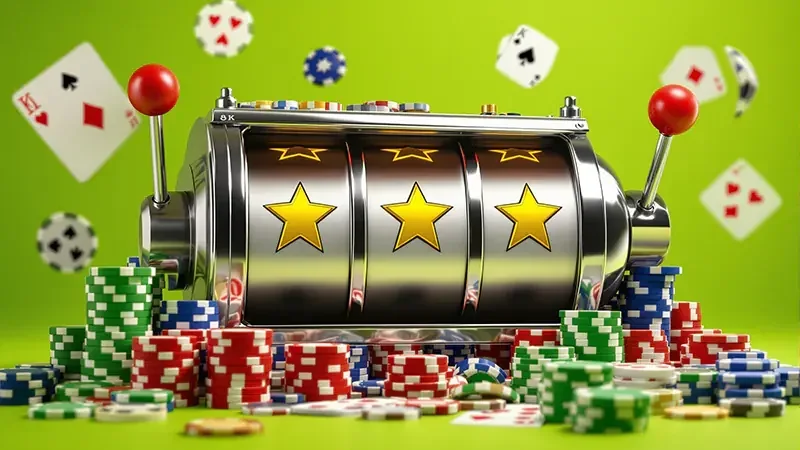 Antarmuka video slot dengan reel dan fitur bonus